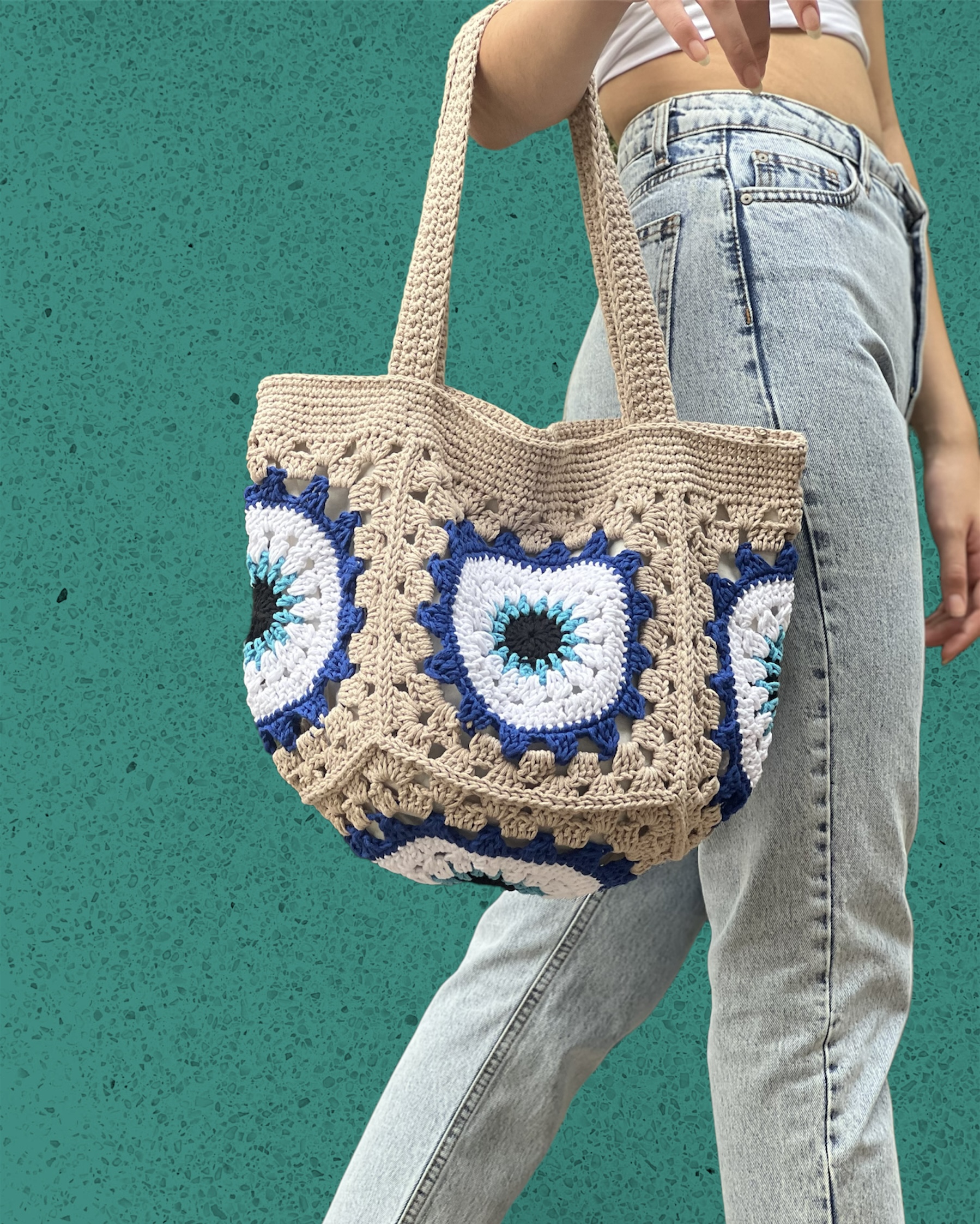 evil eye crochet bag