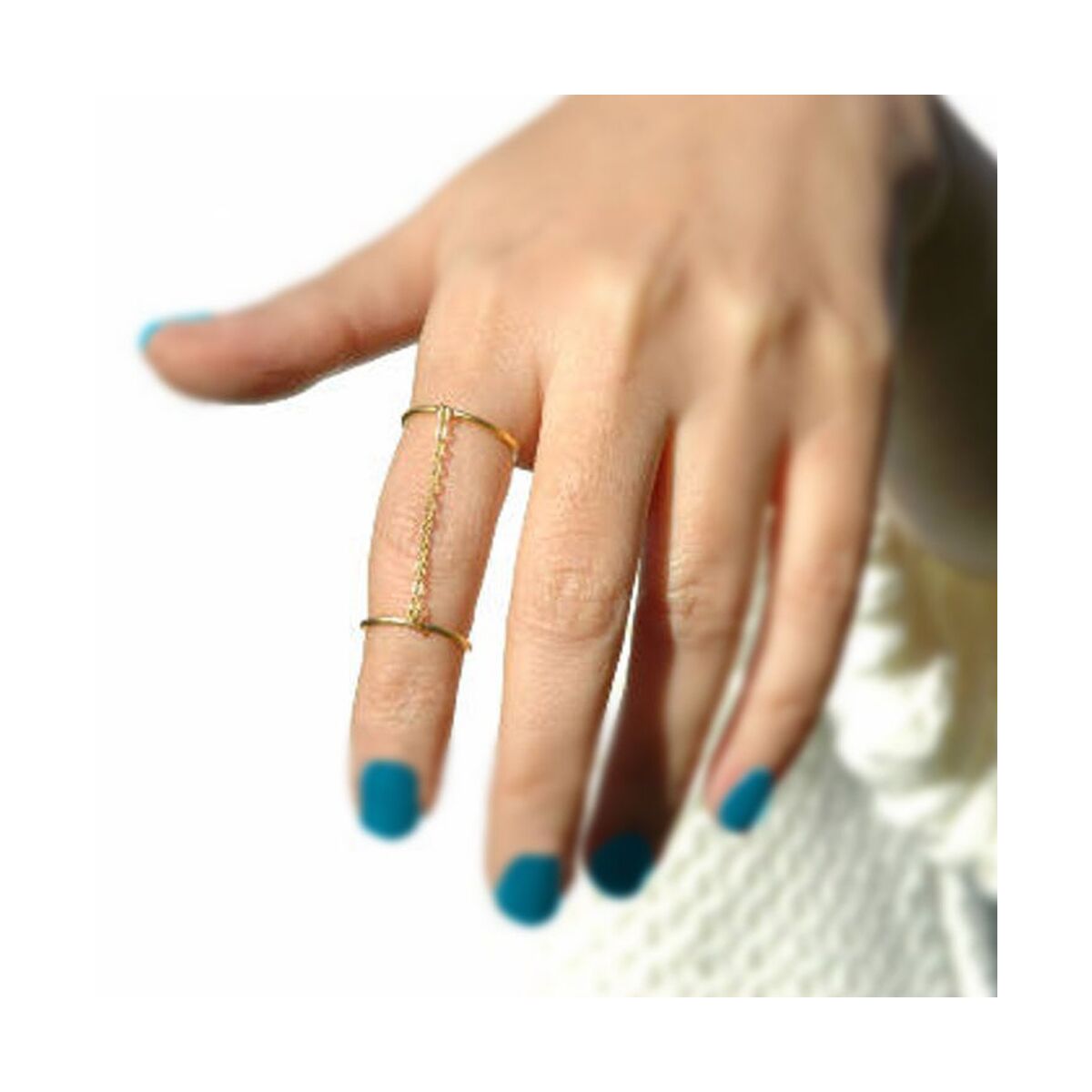 Oxidized Premium Quality Chain Finger Ring - Glamaya