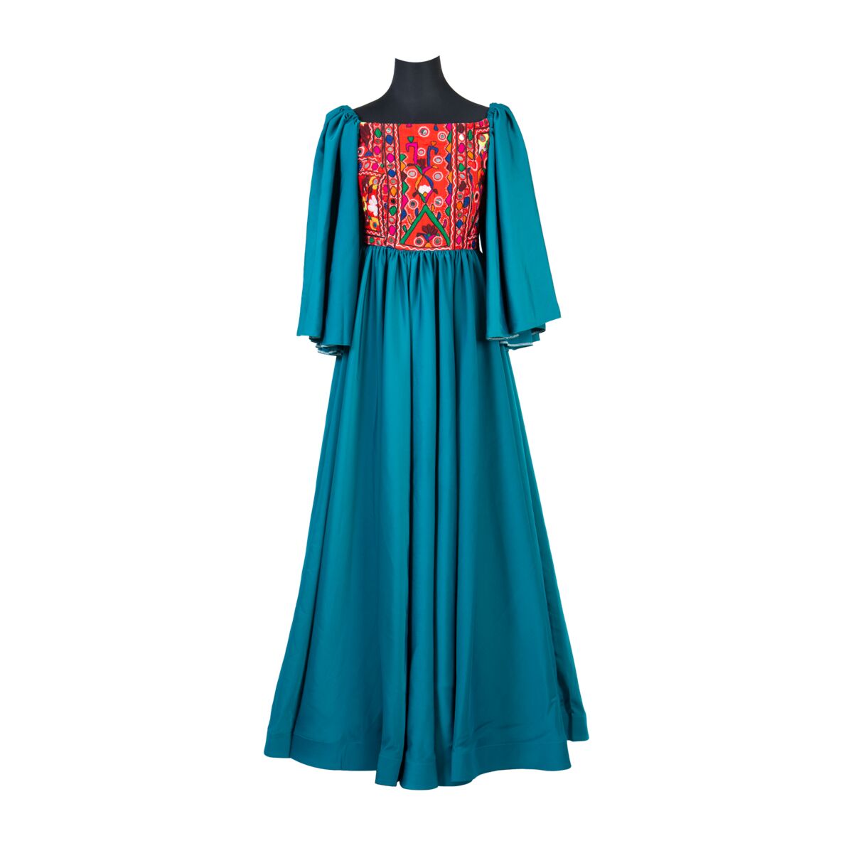 Handmade Embroidered Dress | Long Maxi Dress With Flared Sleeves
