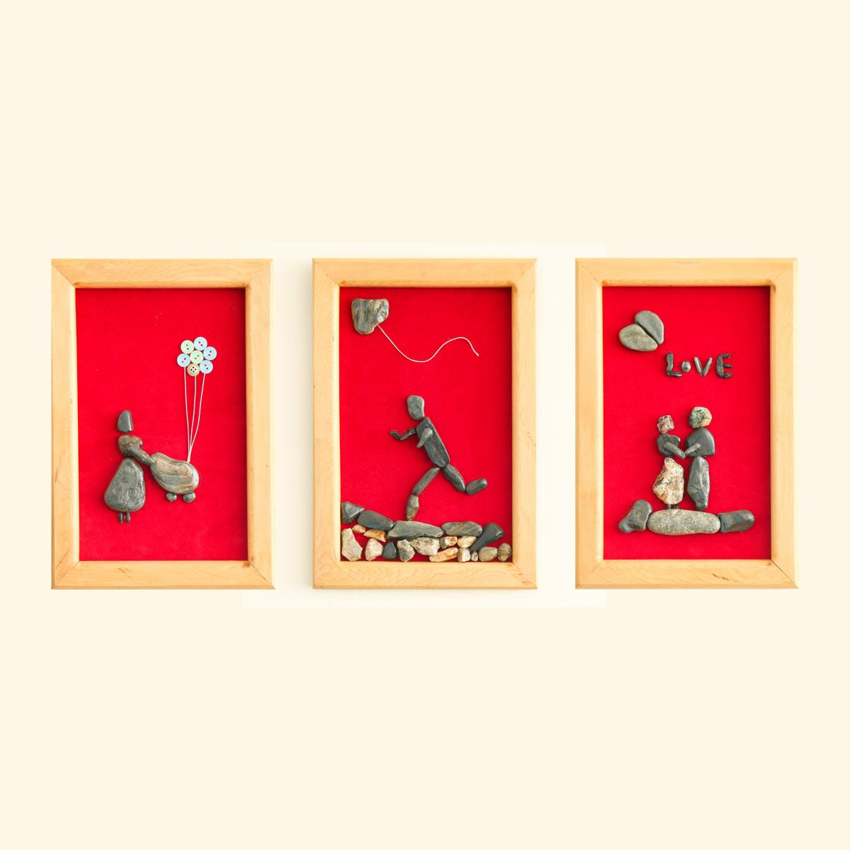 Wooden Set of Romantic Frame| Valentine Art Frame With Stone Work