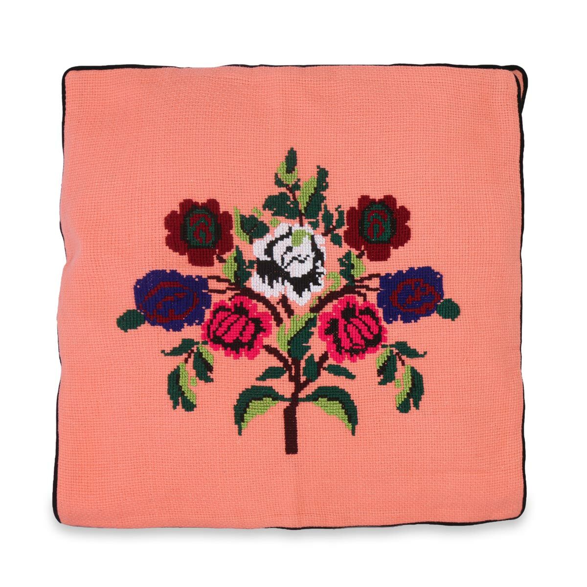 Floral Stitched Pillowcase | Salmon Red Pillowcase 