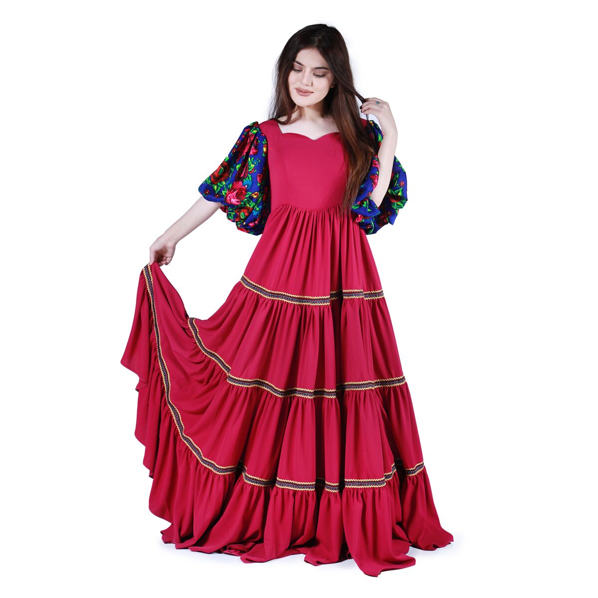 Crepe Gand Afghan Long Dress