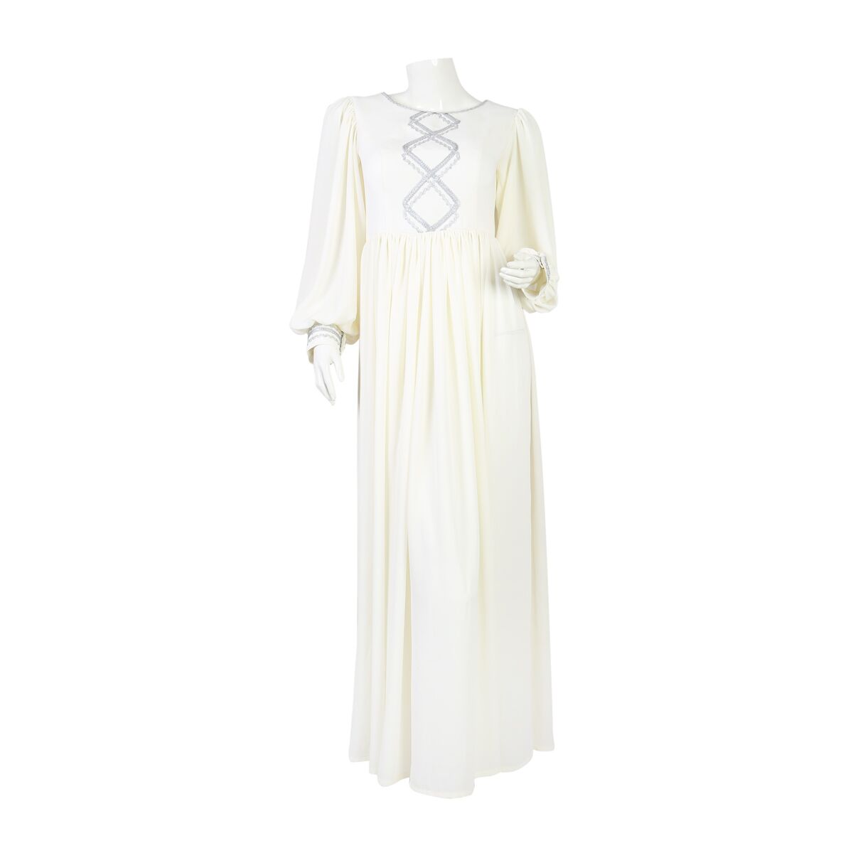 Simple White Long Afghan Dress