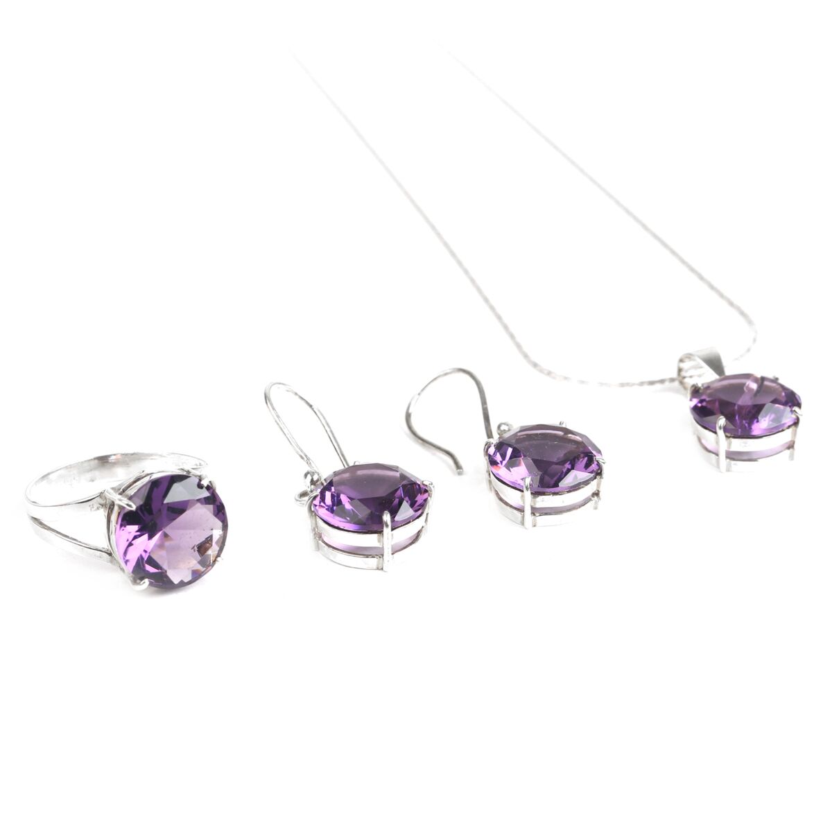 Beautiful Amethyst Complete Jewelry Set| Female Necklace, Ring, and Earrings Set 