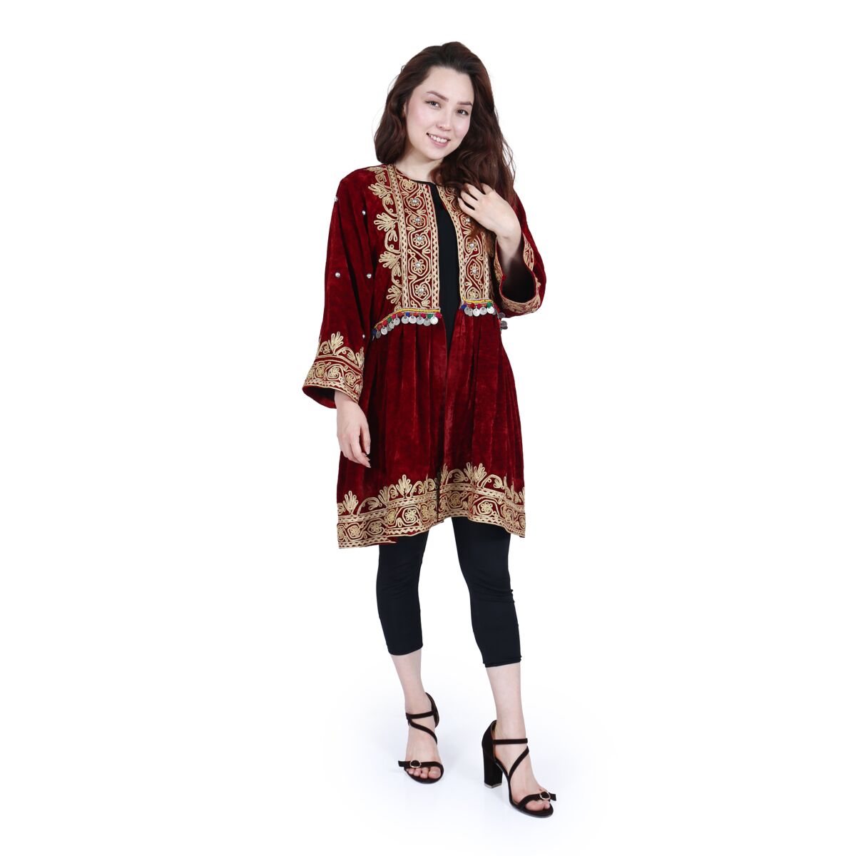 Afghan Red and Golden Short Chapan