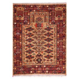 Balochi Design Handmade 4 X 5 Vintage Prayer Rug - Aseel