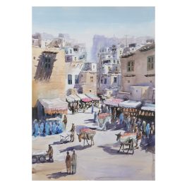 Old Kabul City Painting| Kah Froshi Street Artwork| Ancient Kabul Artwork