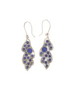 Brass Lapis Earrings | Silver Double-Sided Cluster Earrings