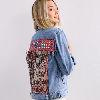 Blue Antique Embroidered Denim Jacket