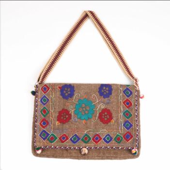 Brown Handmade Embroidered Computer Bag | Cross-body Shoulder Computer Bag