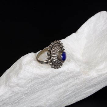  Lapis Lazuli Round Floral Style Ring | Bronze Classic Ring