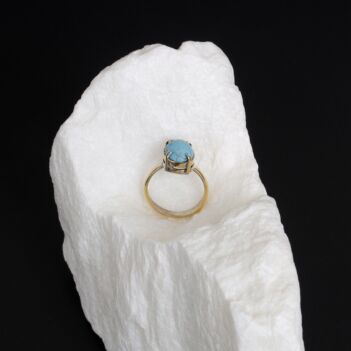Turquoise Solitaire Gold Plated Ring | 925 Silver Classic Ring