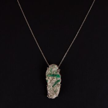 Emerald Rough Drop Pendant | 925 Silver Chain Locket 