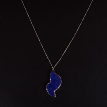 Lapis Lazuli Stone Solitaire Pendant | 925 Silver Drop Chain Locket 