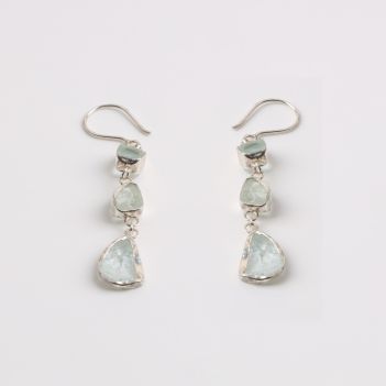 Natural Aquamarine Silver Earrings