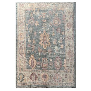 Bluish Gray Ushak Handmade Turkish Carpet | Turkmen Weave Carpet 13 X 9.50 (ft) 