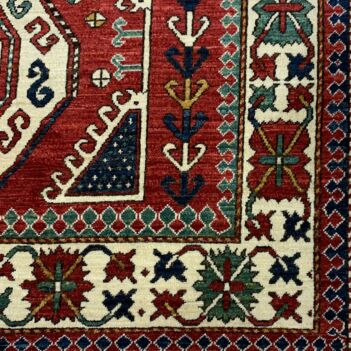 Traditional Afghan Tribal Carpet Reddish Green Hand-woven Afghani Carpet | Turkmen Weave Area Carpet 6.7 X 5 (ft)