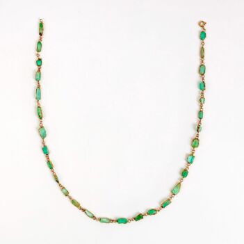 Green Emerald Silver Choker Necklace | Gold Plated Station Necklace