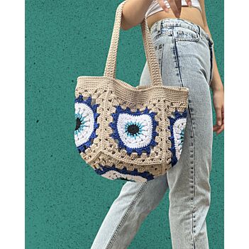Crochet Evil Eye Tote Bag
