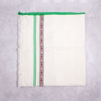 Off-White Nuristani Woolen Shawl | Handmade Soft Men's Patu 