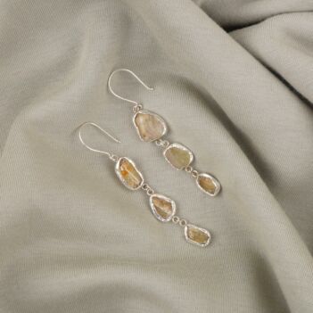 Kunzite Stone Hook Earrings | Silver Shoulder Earrings