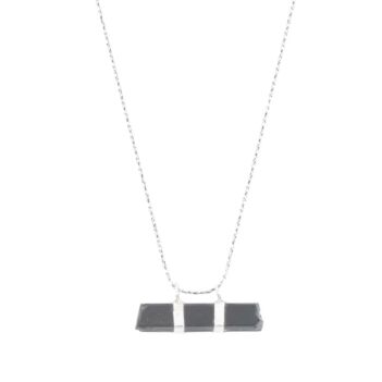 Black Tourmaline Pendant | Silver Drop Necklace 