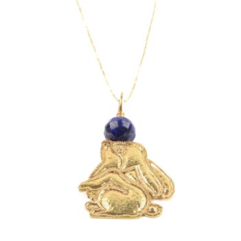 Rabbit Gold Plated Necklace | Lapis Brass Necklace