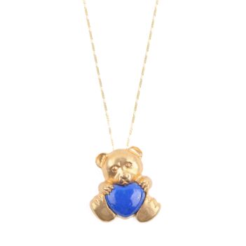 Panda Gold Plated Necklace | Lapis Brass Necklace