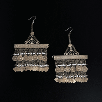 Tribal Hazaragi Shoulder Earrings | Guilt Drop Dangle Earrings