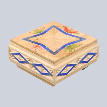 Cedar Wooden Jewelry Box | Square Floral Artwork Gift Box 
