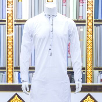 White Cotton Men's Outfit | Embroidered Casual Wear Men's Attire