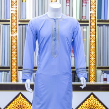 Blue Arabic Design Men's Outfit | Grace Embroidered Men's Ensemble 