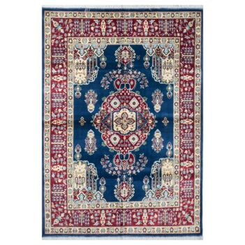 Nahin Styled Red and Blue Patterned Woolen Area Rug | 4' 9" X 6' 5" 