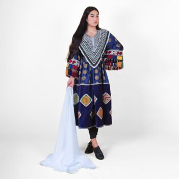 Blue Gande Afghani | Handmade Women's Afghan Dress