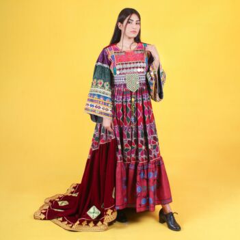 Red Gand e Afghani Long Dress | Afghan Wedding Dress
