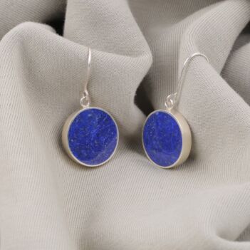 Lapis Lazuli Round Earings | Silver Wirehook Earrings