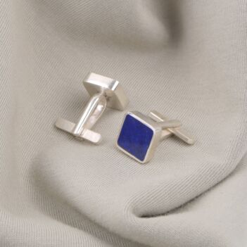 Lapis Lazuli Cufflinks | Silver Square Cufflinks 