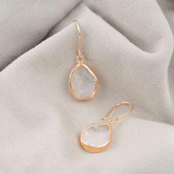 Quartz Gold Plated Earrings | Silver Dangle Earrings 