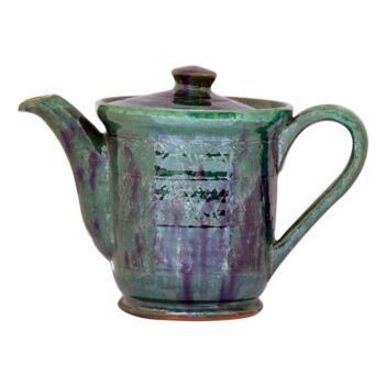 Istalif Ceramic Teapot With Green And Violet Speckles