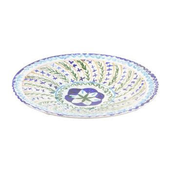 White Flat Fresh Fruit Ceramic Plate | Hand-Painted Traditional Patterned Plate 