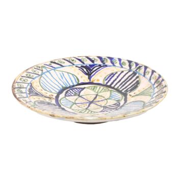 Off-White Ceramic Small Footed Plate | Petal Patterned Ceramic Plate 