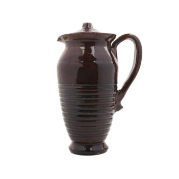 Chocolate Brown Ceramic Pot | Handmade Rustic Handled Pot 
