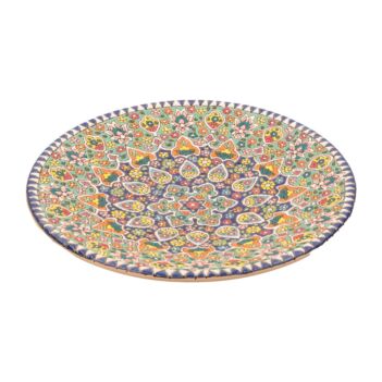 White Ceramic Flat Plate | Handmade Floral Patterned Plate