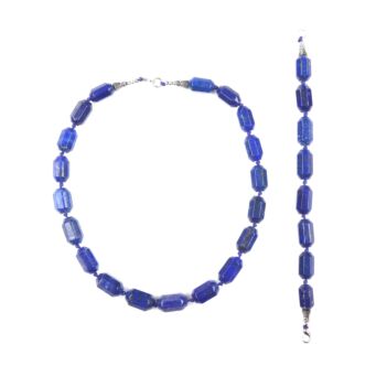 Lapis Lazuli Jewelry Set | Beaded Choker With Bracelet 