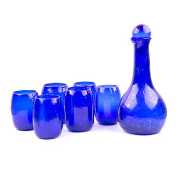 Handmade Dark Blue Glass Set with Jug | Classic Glass Tableware Collection 