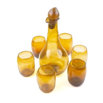 Brownish Yellow Glass Set with Jug | Classic Handmade Glass Collection