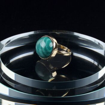 Round Malachite Ring | Straight Silver Ring 