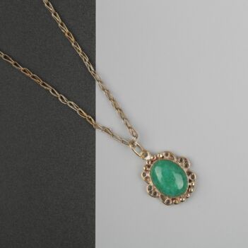 Green Agate Necklace | Drop Solitaire Locket