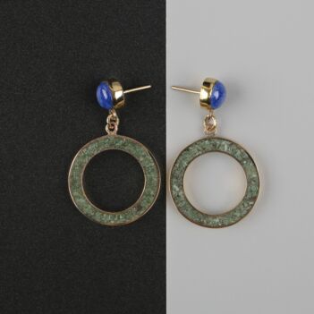 Bamyan Turquoise & Lapis Earrings | Circle Drop Stud 