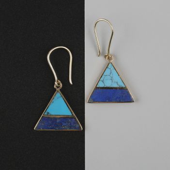 Turquoise & Lapis Earrings | Pyramid Triangle Earrings 